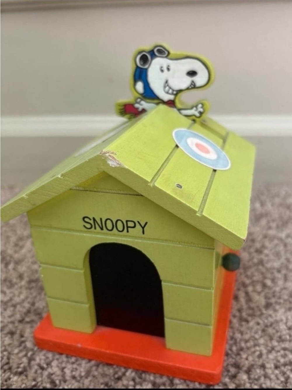 RARE Vintage 1973 Snoopy Flying Ace Wooden Music Box / Peanuts / Charlie Brown